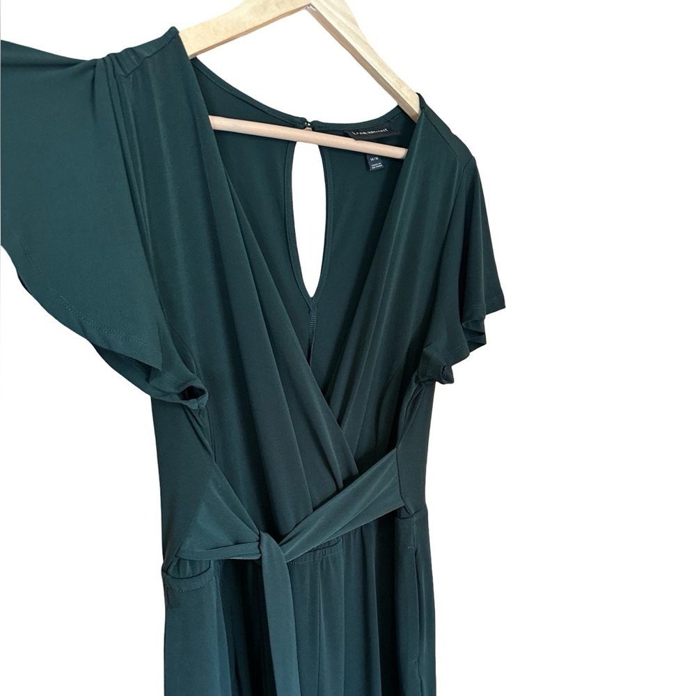Lane Bryant NWT V-Neck Wide Leg Flutter Sleeve Wrap Top Jersey Jumpsuit 14/16 - Picture 4 of 10